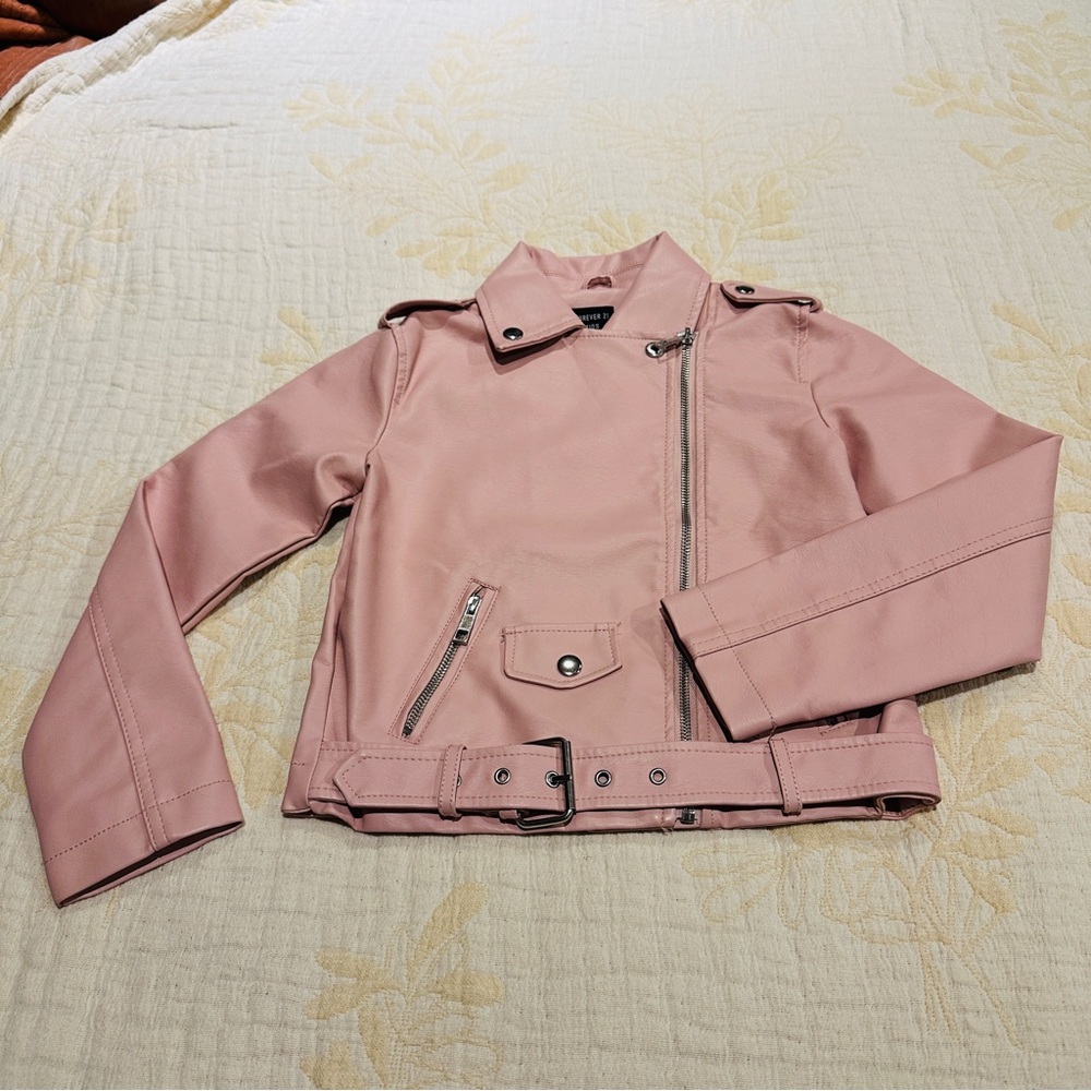 Forever 21 Kids Blush Faux Leather Jacket 7-8